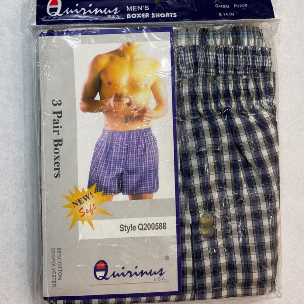 NEW Quinna USA Men’s Boxer Shorts Plaid 3-Pack Size XL